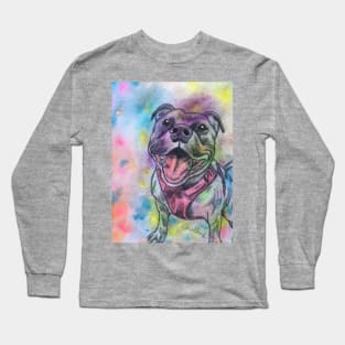 Staffordshire Bull Terrier Rainbow Long Sleeve T-Shirt